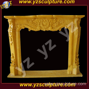 Indoor Yellow Stone Fireplace Mantel Electric Fireplace